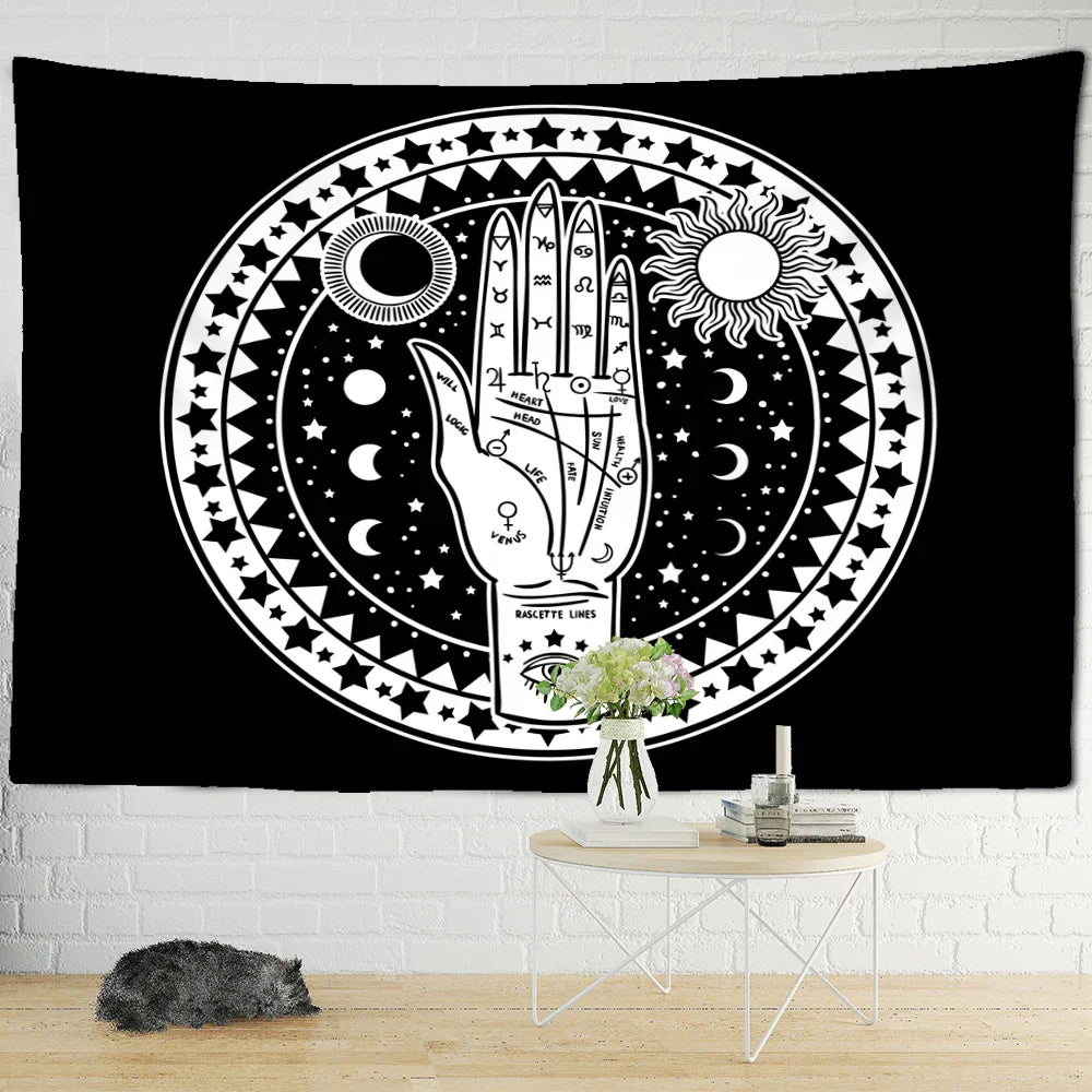 Decorbites™ Schwarze Katze Psychedelisches Wandbehang für die Raumdekoration