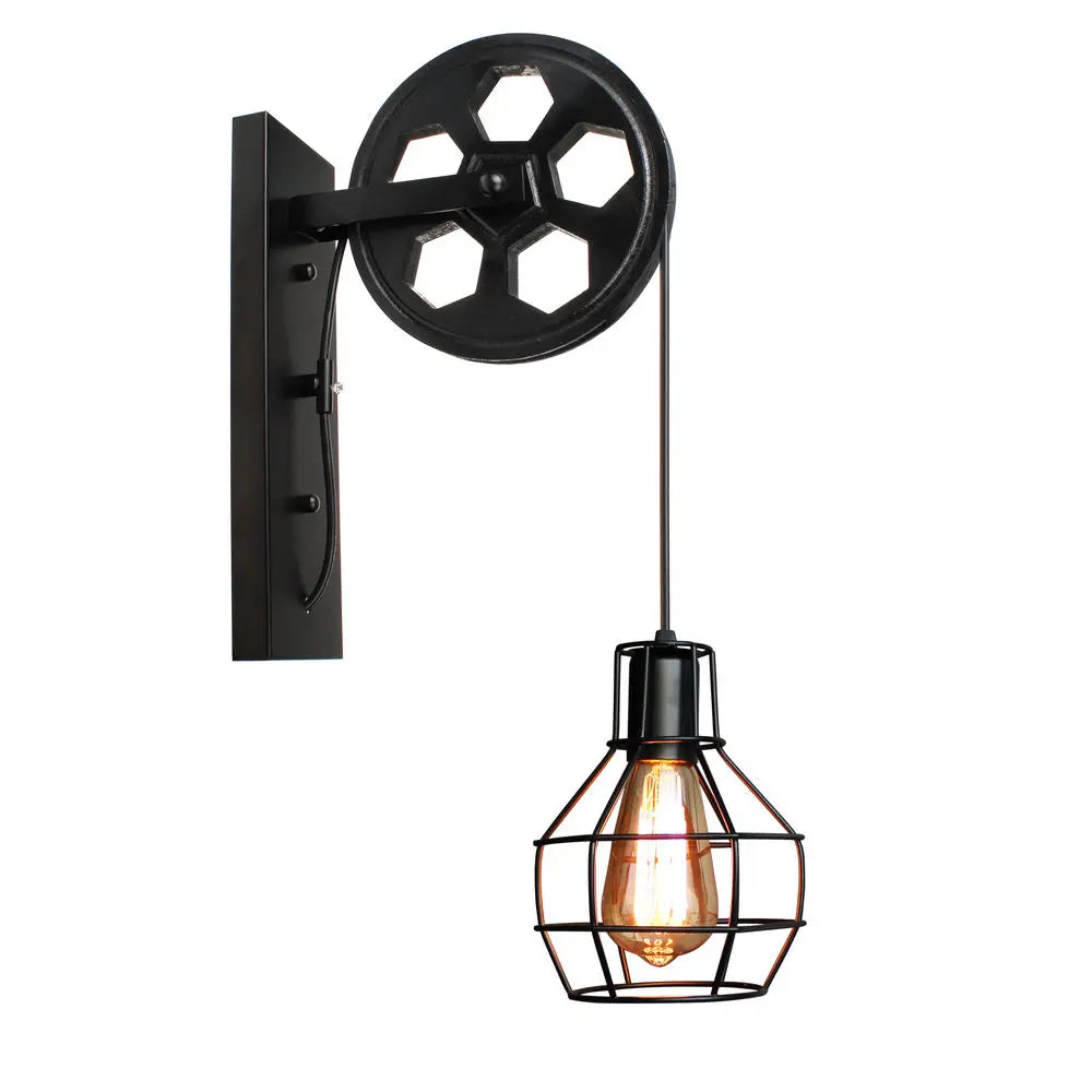 Decorbites™ Industrielle Flaschenzug-Wandleuchte Verstellbare Wandlampe Loft Café Bar