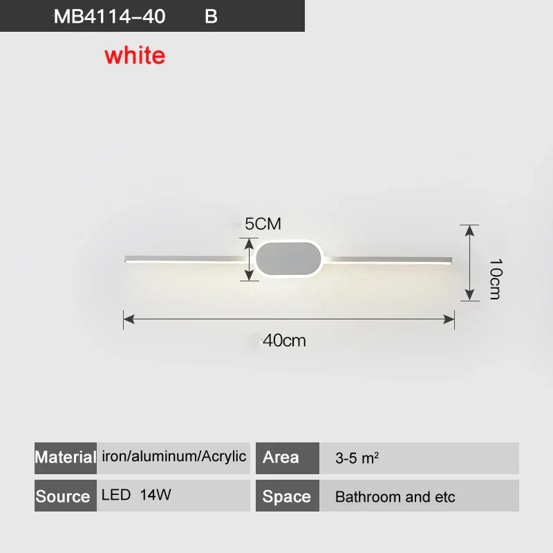 Decorbites™ LED-Wandleuchten - Weiß/Schwarzes Eisen & Aluminiumbasis, Acryl-Schirm, Spiegelleuchten