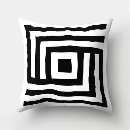 DecorBites™ Geometric Star Print Pillow Cover for Home Decor - Black & White Square Texture