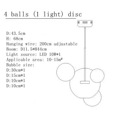 Decorbites™ Glas-Blase-LED-Kronleuchter für Kinder-Küchen-Esszimmer-Büro-Beleuchtung