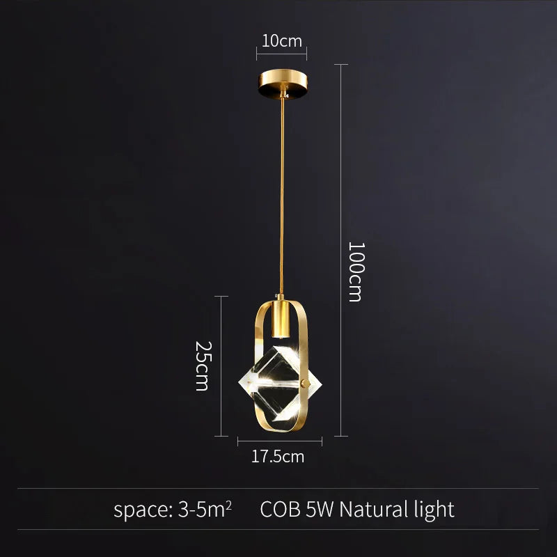 Gold Crystal Art Deco Pendant Light For Kitchen