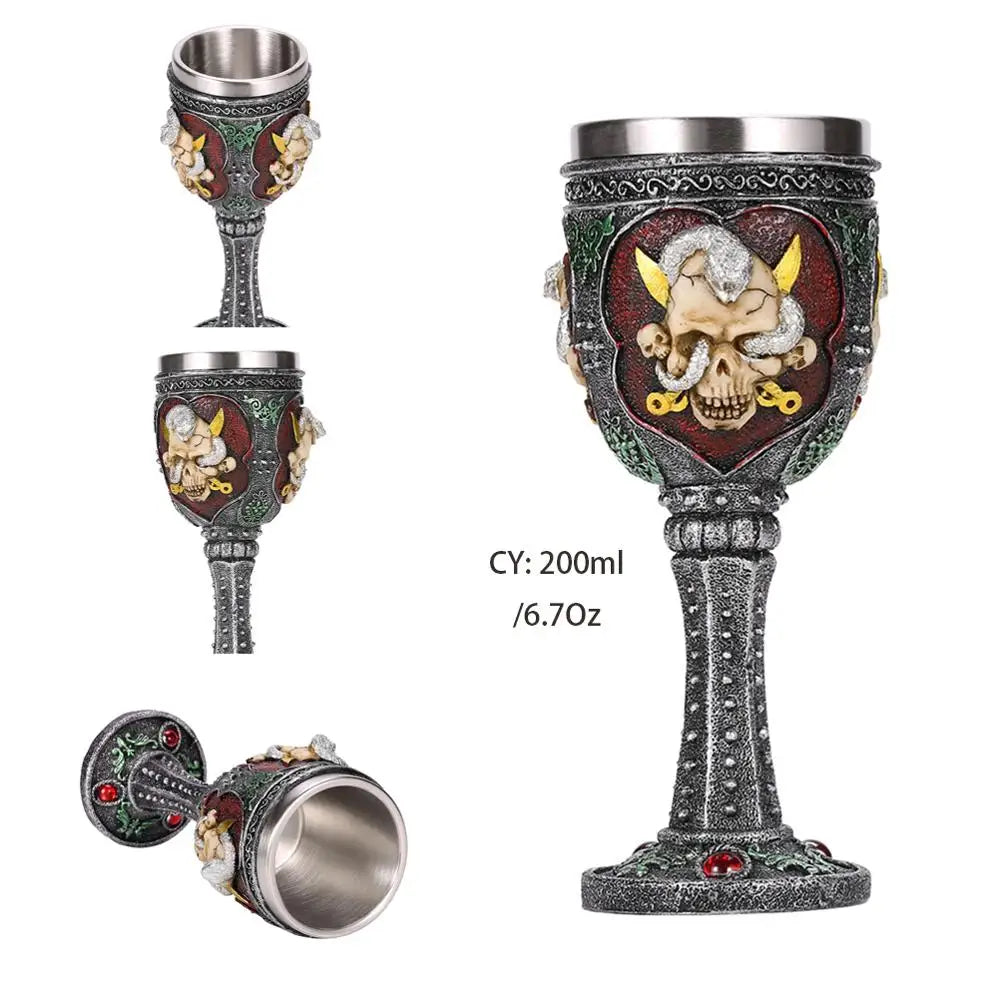 DecorBites™ Gothic Skull Resin Wine Glass 200ml bar drinkware cocktail whiskey cup
