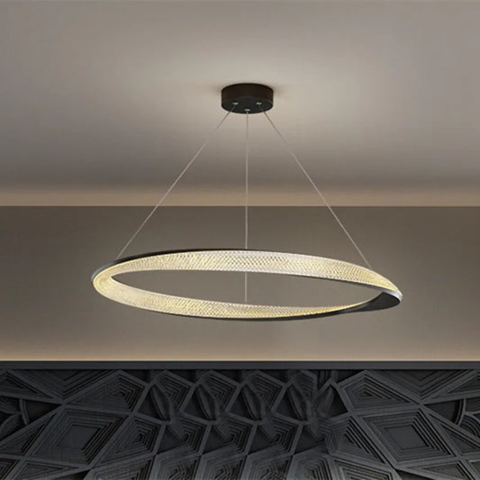 DecorBites™ Black Circle Chrome Chandelier for Indoor Living Room Bedroom Kitchen Loft Office Hall