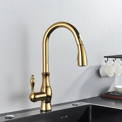 Decorbites™ Gold Sensor-Küchenarmatur mit Ausziehbarer Brause, Berührungssteuerung, Mischbatterie, Spülbeckenarmatur