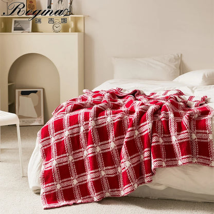 Decorbites™ Flauschiger Streifen-Karo-Decke: Gemütliche Mikrofaser-Heimdekoration