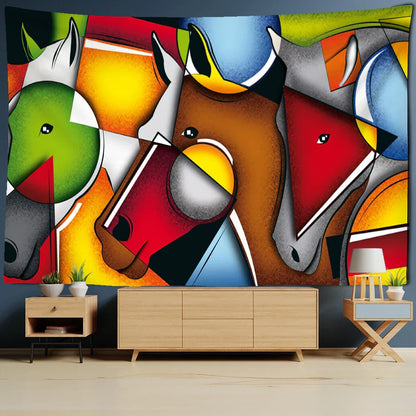 Decorbites™ Pferde-Teppich Wandbehang Buntes Cartoon Dekoration für Kinderzimmer