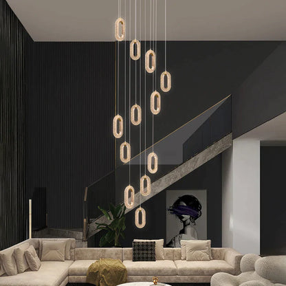 Decorbites™ Duplex-Kristall-Leuchter: Luxuriöse ausbalancierte Pendelleuchte für das Wohnzimmer der Villa & Treppenhaus