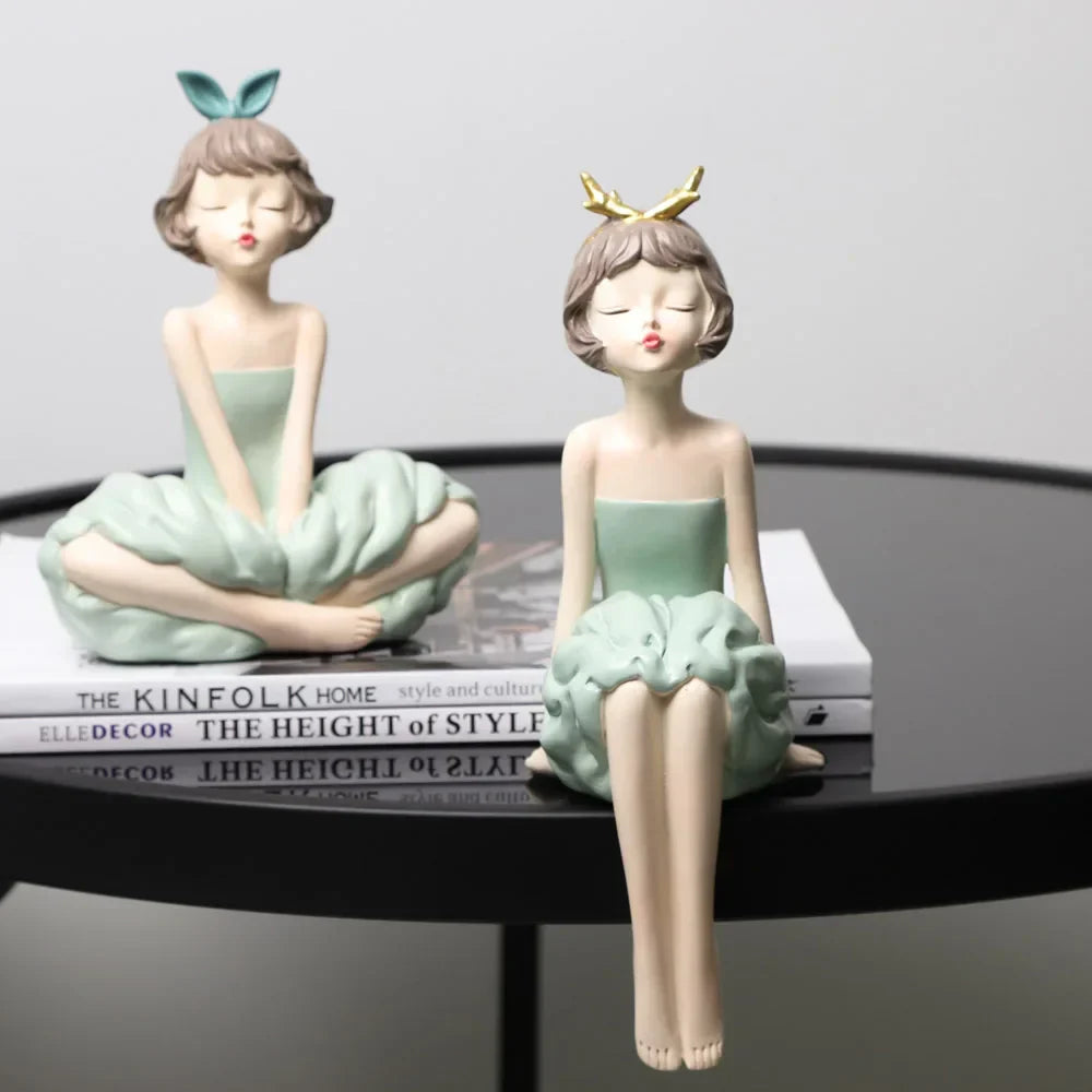 Decorbites™ Schleifenmädchen-Figur: Moderne nordische Charakterskulptur mit Aufbewahrungsbox