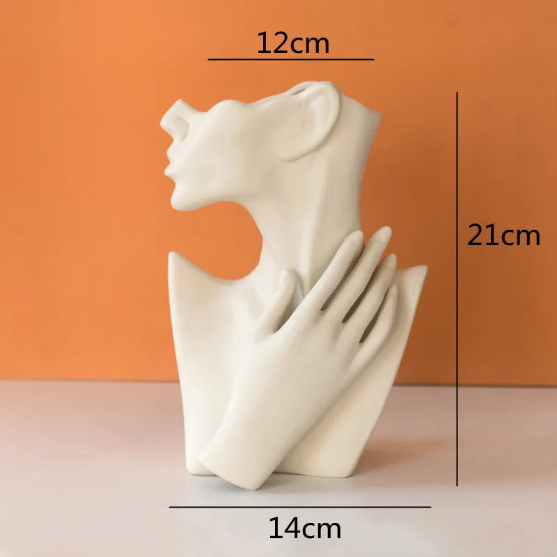 Decorbites™ Abstraktes Halbgesicht Keramikvasen-Porträt-Ornament Künstliches Handwerk