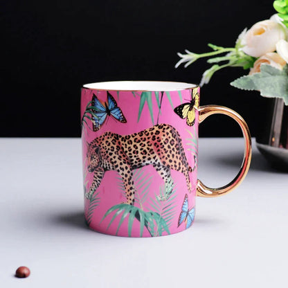 DecorBites™ Jungle Animals Bone China Coffee Mug Set for Tea Lovers and Office Use