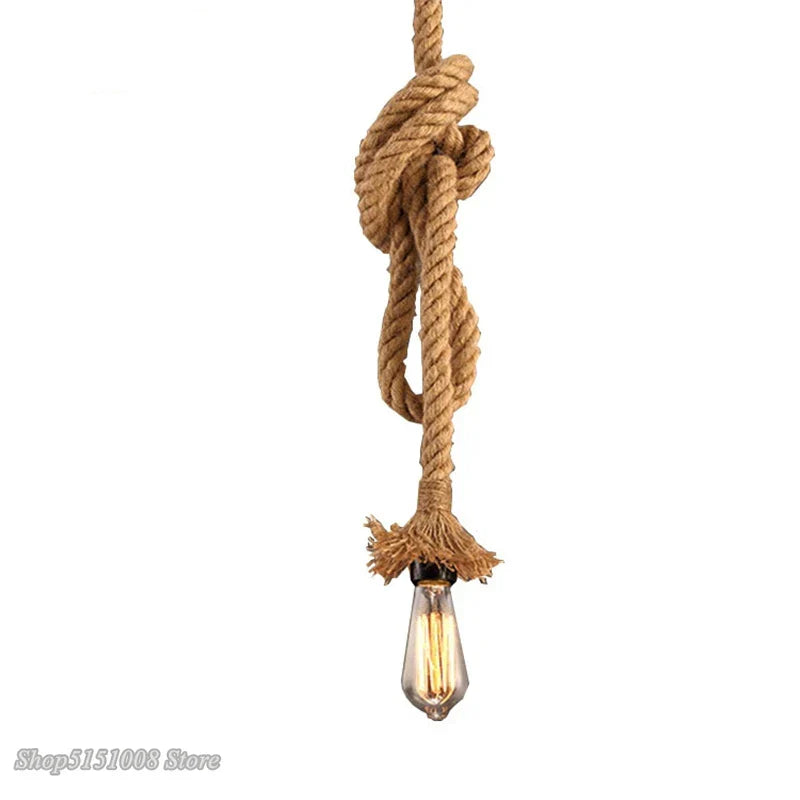 DecorBites™ Hemp Rope Pendant Chandelier: Vintage Loft Spider Design for DIY Cafe Lighting