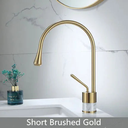 Gold Marble Basin Faucet Tall Style