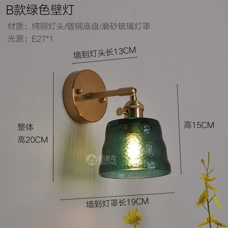 Decorbites™ Grüne Glas-LED-Hängeleuchte - Japanischer Stil Nordisch Kupfer Hängelampe