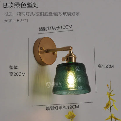 Decorbites™ Grüne Glas-LED-Hängeleuchte - Japanischer Stil Nordisch Kupfer Hängelampe