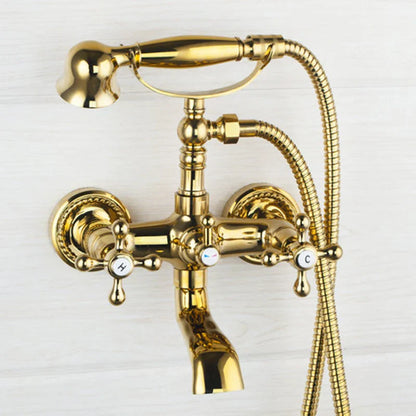 Decorbites™ Golden Duscharmatur mit Doppelgriffen für Waschbecken und Badewanne