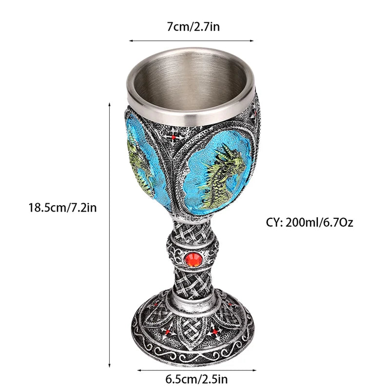 Decorbites™ Drachenkönig-Becher 200ml: Retro Edelstahl-Weinglas Gotischer Whisky-Becher