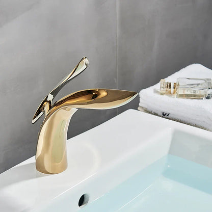 Decorbites™ Golden Rose Badezimmerarmatur Wasserfall Waschbeckenmischer Armaturen - Luxus Einloch