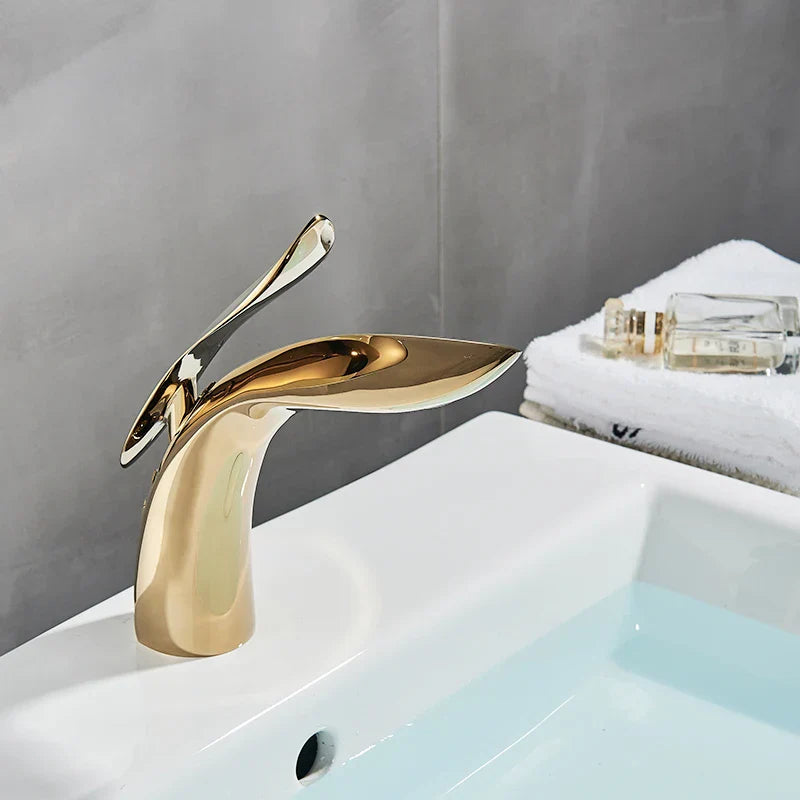 Decorbites™ Golden Rose Badezimmerarmatur Wasserfall Waschbeckenmischer Armaturen - Luxus Einloch
