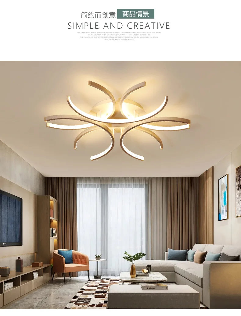 White Modern LED Chandelier For Bedroom Or Dining