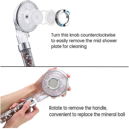 DecorBites™ 3-Function High Pressure Shower Head with Water Stop Mode and Filter Beads Pack