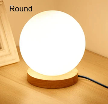 DecorBites™ Glass Ball LED Table Lamp Wooden Round Desk Night Light