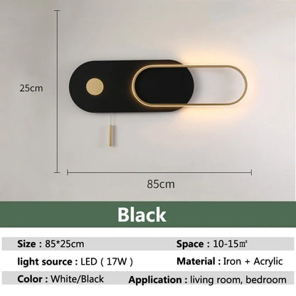 Decorbites™ LED-Wandleuchte Nordisches Design Modernes Wohnzimmer Schlafzimmer 17W Schwarz Weiß