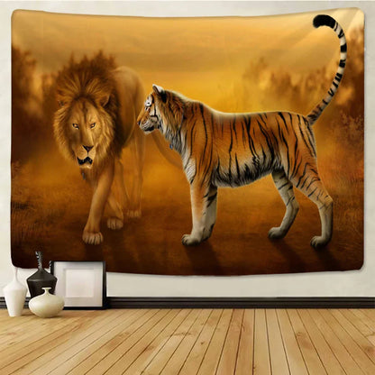Decorbites™ Löwentapisserie Afrikanische Graslandtiere Cartoon Wandhänge-Decke