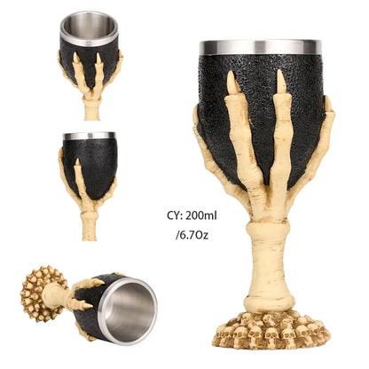 DecorBites™ Gothic Skull Resin Wine Glass 200ml bar drinkware cocktail whiskey cup
