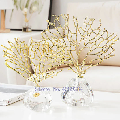 Decorbites™ Kristall-Metall-Goldene-Korallen-Handwerkskunst Heimdekoration für modernen Wohnraum