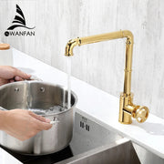 Gold Industrial Bathroom Faucet