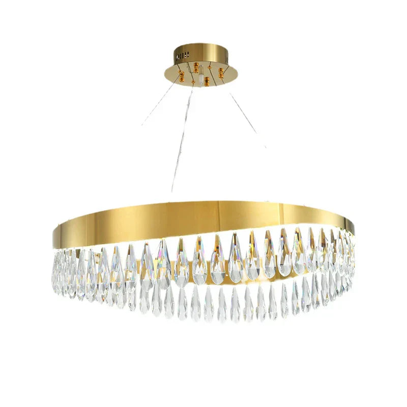 Gold Crystal Dining Chandelier Oval 120cm