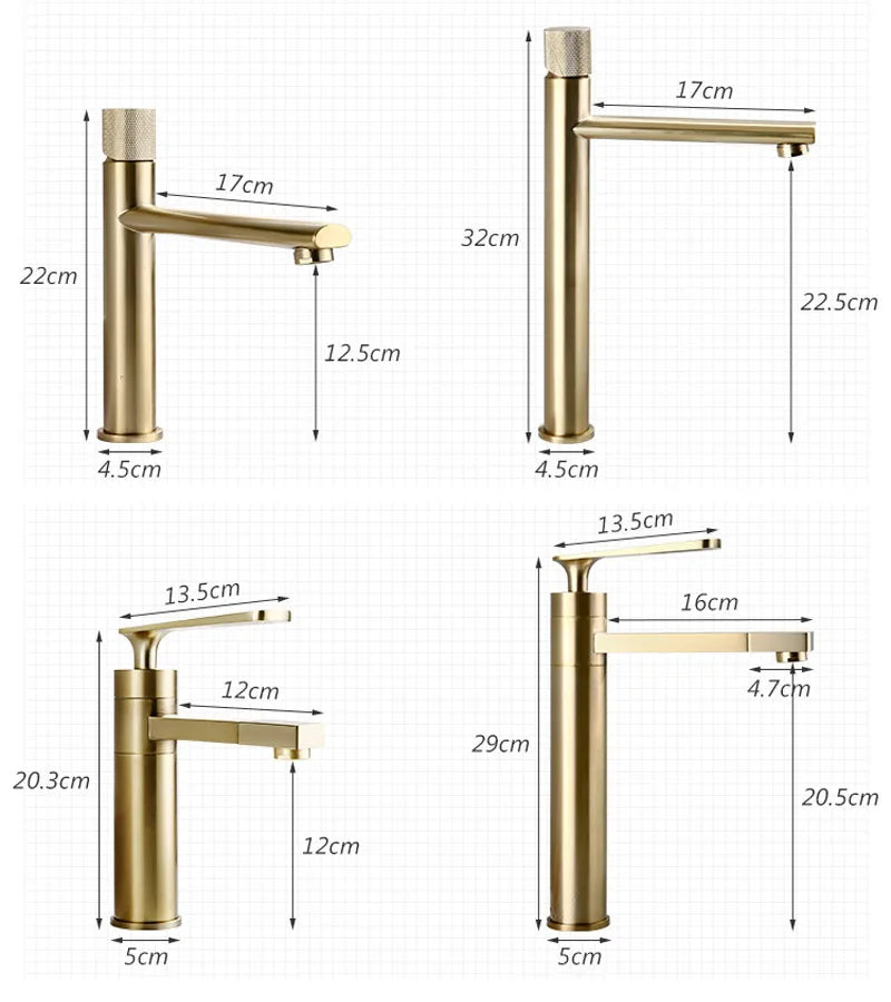 Brushed Gold Basin Faucet Deck-Mounted Long