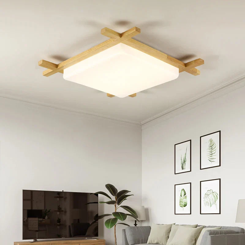 Decorbites™ Japanische Holz-Deckenleuchte Tatami-Lampe Einbauleuchte Wohnzimmer Schlafzimmer Quadratisch