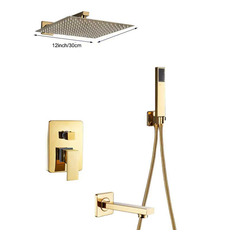 Decorbites™ Goldener Regendusche Armatur-Set mit einhebeliger Messing-Badmischer