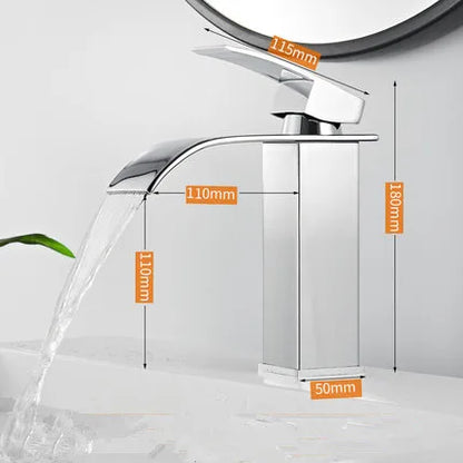 Decorbites™ Gold Wasserfall Beckenarmatur: Messing Badezimmer Mischbatterie, Heiß-Kalt Waschbeckenarmatur
