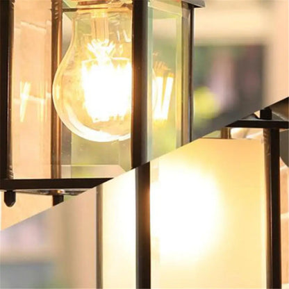 DecorBites™ Black Finish Wall Lantern with Frosted Glass Shade for Outdoor Use