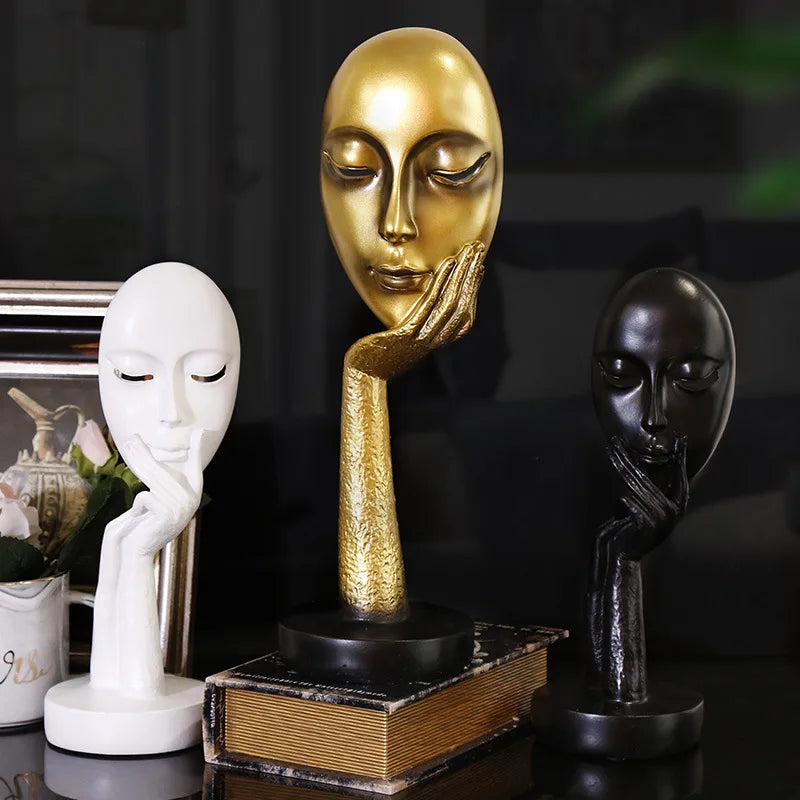 Decorbites™ Abstrakte Kunstskulptur Damegesicht Harz-Ornamente für die Heimdekoration