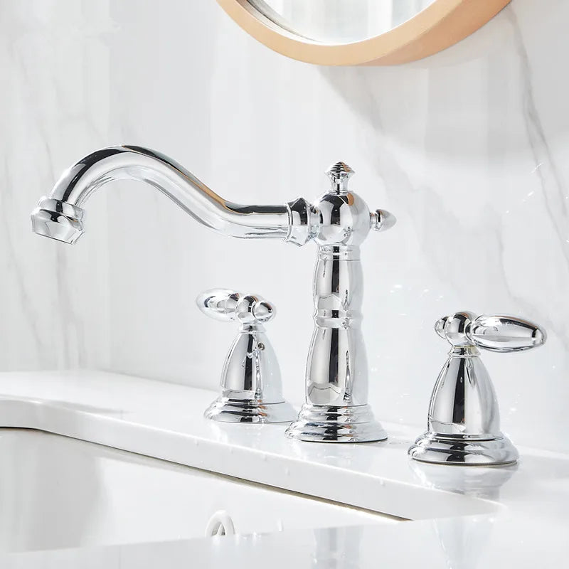 Gold Widespread Bathroom Faucet