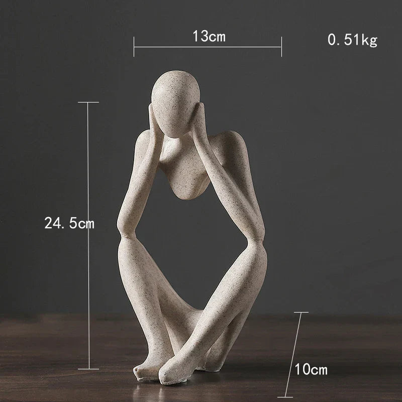 Decorbites™ Abstrakte Denkerin Frau-Figur Harz-Skulptur Modernes Kunst-Dekor Handwerksornament