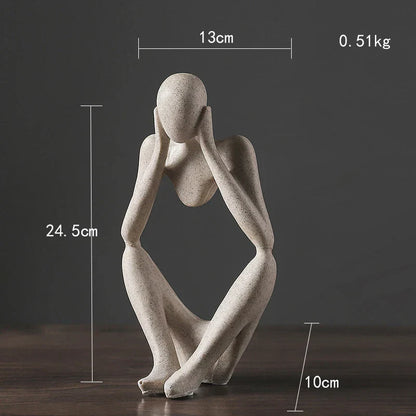 Decorbites™ Abstrakte Denkerin Frau-Figur Harz-Skulptur Modernes Kunst-Dekor Handwerksornament