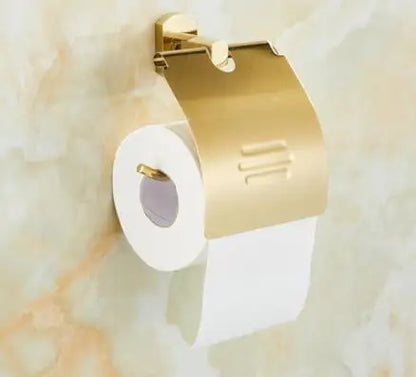 Decorbites™ Gold Messing Badezimmer-Hardware-Set: Handtuchhalter, Papierhalter, Toilettenbürstenhalter, Handtuchleiter, Haken