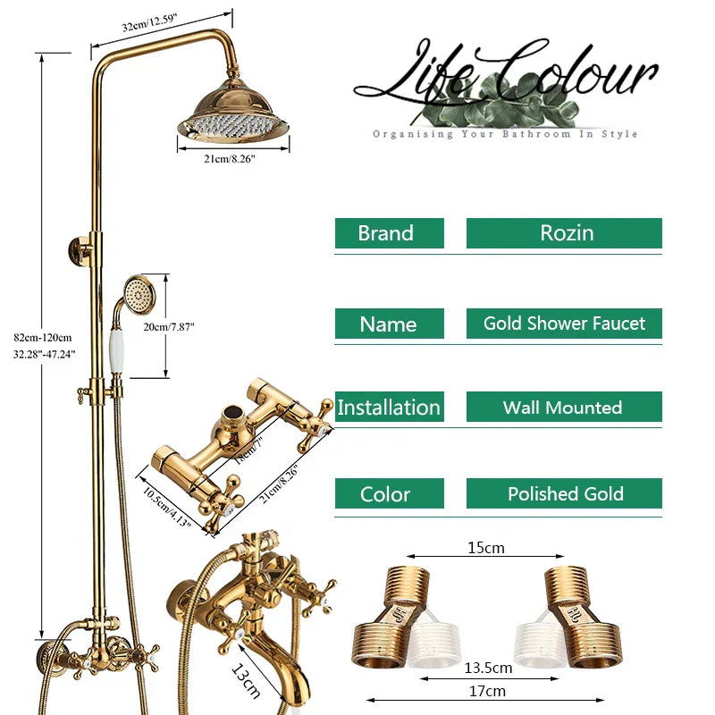 Gold Brass Tub Faucet Set