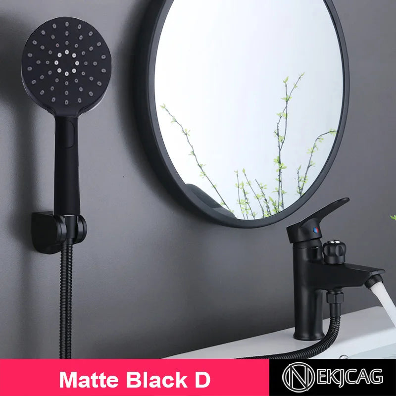 Decorbites™ Schwarze Kupfer Beckenarmatur mit Duschkopf und Zweifunktionsmischer