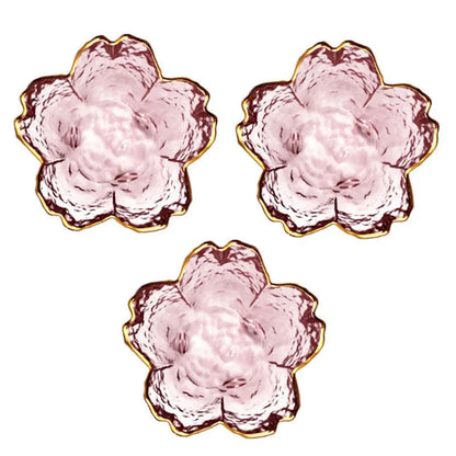 Decorbites™ Japanisch gestaltete Glasplatten mit goldenem Rand - Set aus 3 | Mini-Würz- oder Dessertschälchen