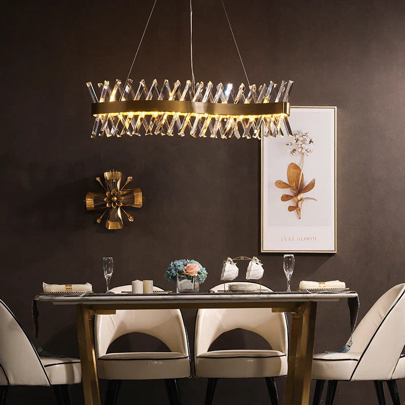 Gold Crystal Dining Chandelier Radiant 120cm