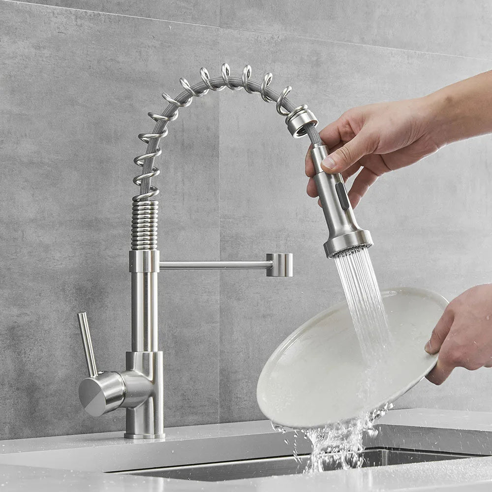 Nickel Rotating Kitchen Faucet