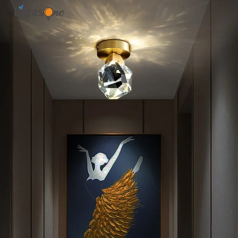 DecorBites™ Crystal Aisle Ceiling Light: Simple & Modern All Copper Lamp