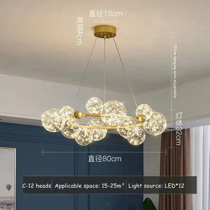 Decorbites™ Glas-Blase-LED-Kronleuchter: Nordisches Kunststern-Helles Innenbeleuchtung für Romantische Atmosphäre