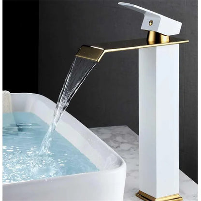 Decorbites™ Gold Schwarz Wasserfall Becken Armatur Mischbatterie Heiß Kalt Waschbecken Messing Badezimmer